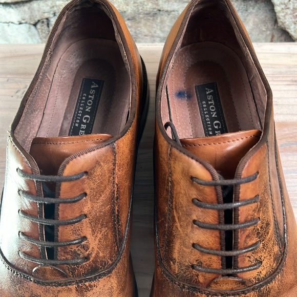 Aston Grey Mens Lace Up Oxford Cognac LEU 11.5 Leather Uppers Lining S16 - Picture 2 of 5